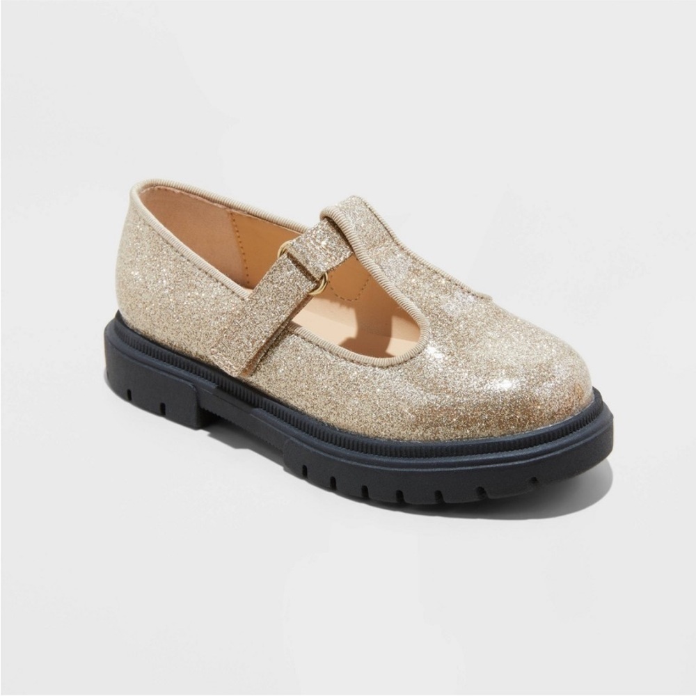 Cat & Jack Gold Glitter Dress Shoes - Picture 2 of 4